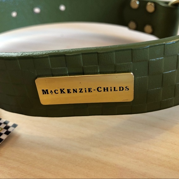 🐶 NWT Mackenzie-Childs Embossed Real Bridle Leather Grn Dog Collar (Size:Large) - Picture 6 of 11